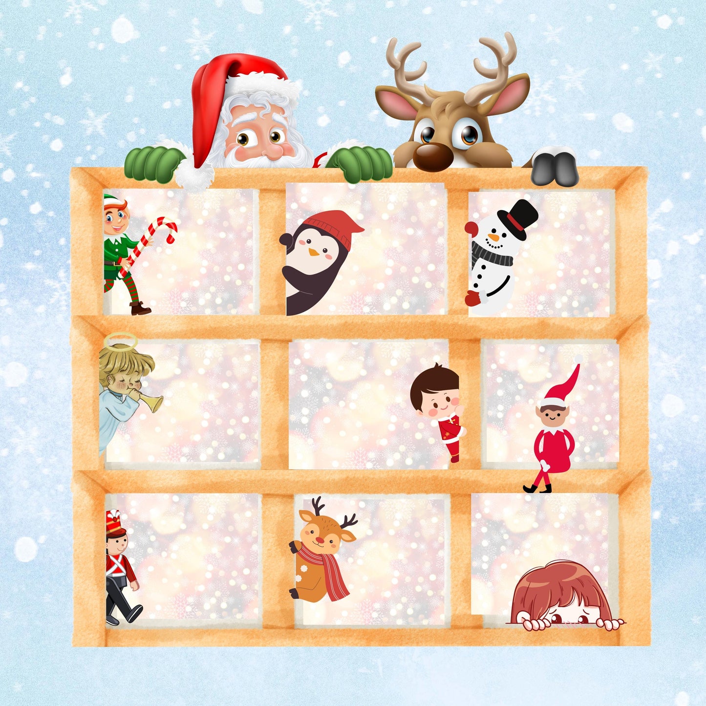 Christmas Quilt Panel, Easy Quilt Project, Christmas Animals Peeking in the Window