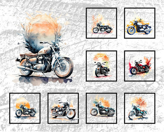 Motorcycle Quilt Panel & Blocks, Quilt Cotton Fabric - Easy Quilt Project