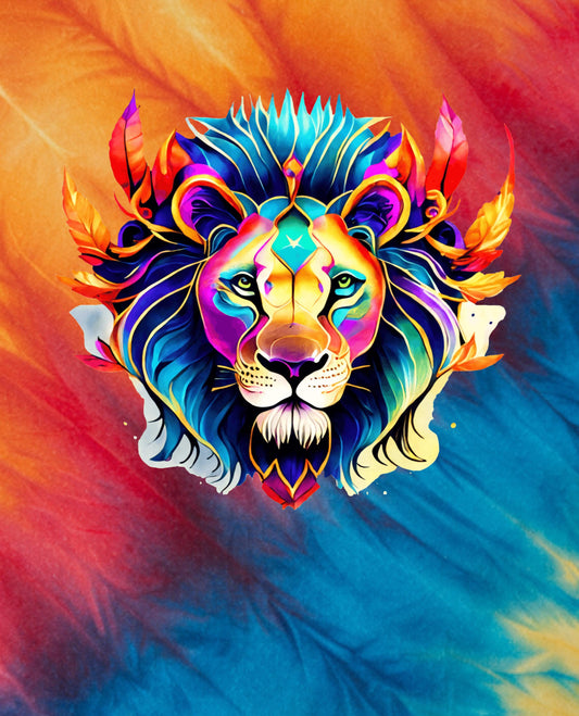 Lion Quilt Fabric Panel, Cotton Art Quilt, Colorful Lion