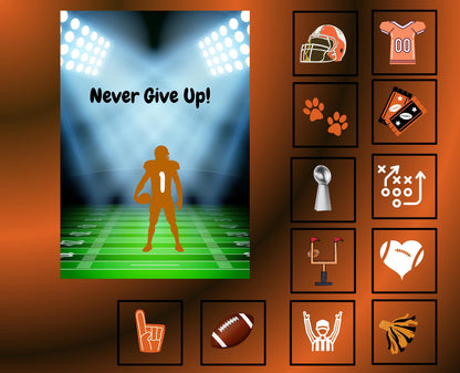 Football Quilt Panel & Blocks: Cotton Fabric - DIY Quilt Project, Orange and Black Football