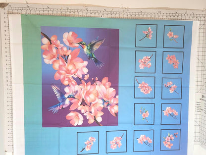 Cherry Blossom Quilt Panel & Blocks: DIY Cotton Fabric