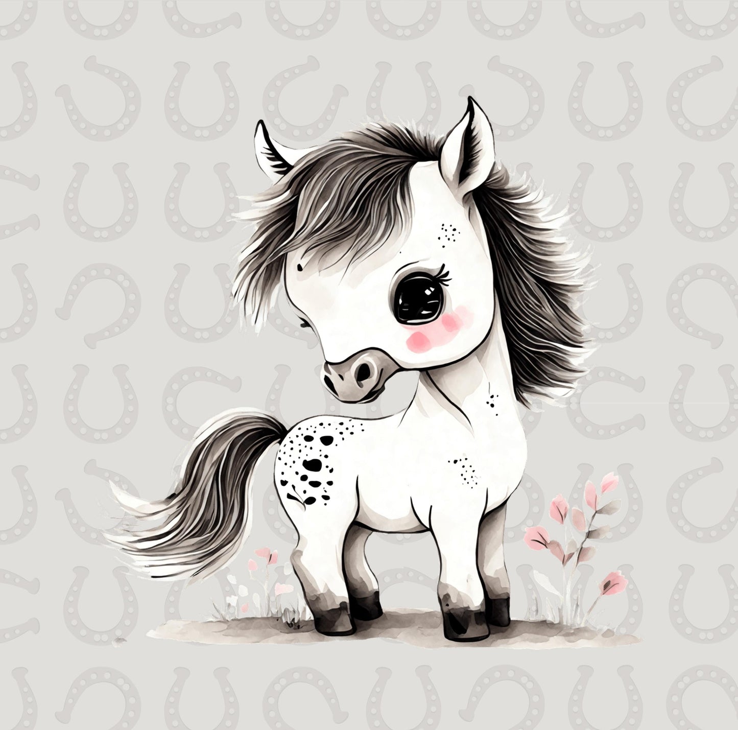 Pink Camo Baby Horse Quilt Panel and Block Combo, Cotton Fabric, Baby Shower