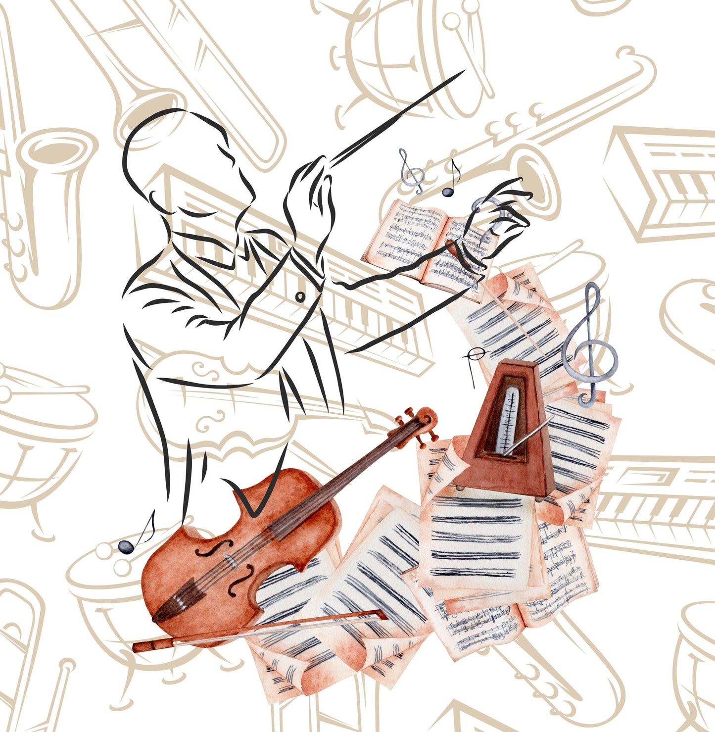 Orchestra Music Quilt Fabric Panel: Easy Quilt Blocks Kit