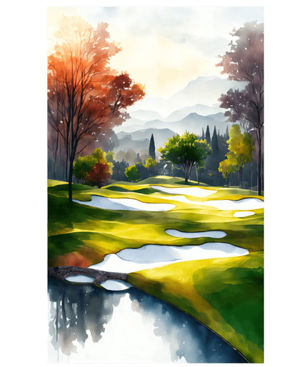 Golf Course Fabric Panels: Quilt Cotton, 2 Panels per Full Piece