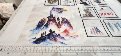 Eagle Hero Quilt Panel and Blocks: Military Tribute, Duty and Honor Quilt, Quilt of Valor Fabric