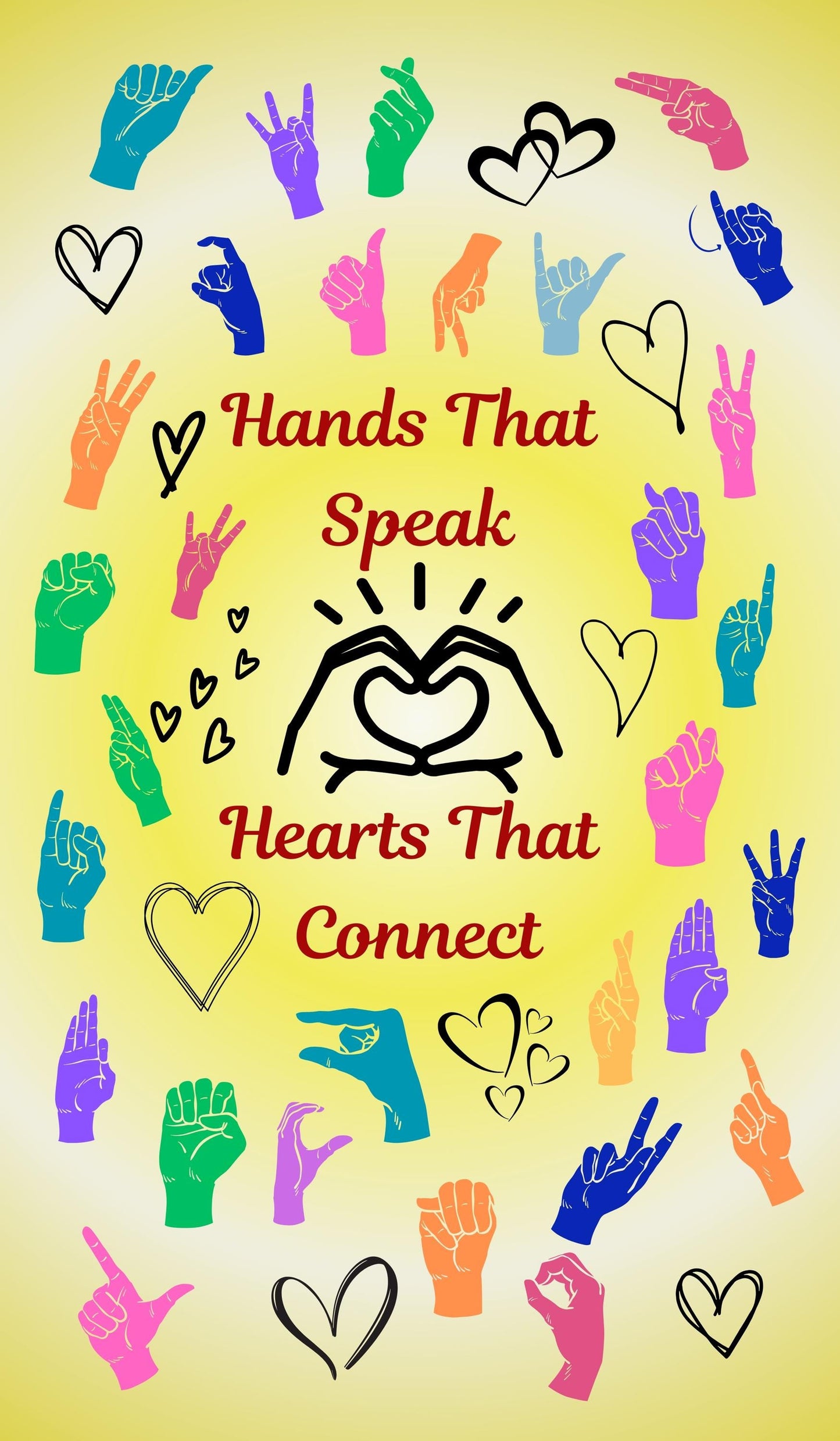 Sign Language Quilt Panel, Cotton Quilt Fabric, Communication Quilt Panel