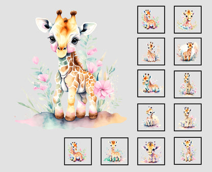 Baby Giraffe Quilt Panel & Blocks,  Easy Quilt, Nursery Wall Art, Soft Fabric Book, Quality Quilt Cotton, Giraffe Room Ensemble