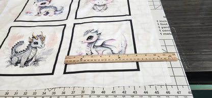 Baby Girl Dragon Quilt Panel and Blocks, Nursery Wall Art, DIY Soft Fabric Book, Quality Quilt Cotton