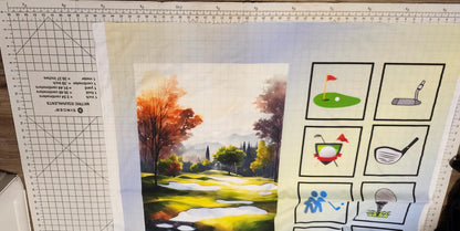 Golf Quilt Panel and 8 or 12 Blocks, Golf Course Quilt, Easy Quilt