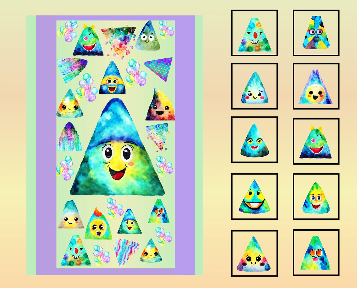 Colorful Triangles Quilt Panel and Blocks,  Autism Awareness Quilt, Autism Fabric Book