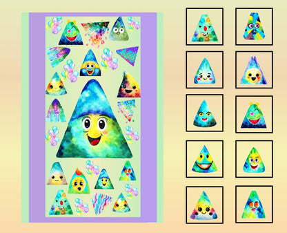 Colorful Triangles Quilt Panel and Blocks,  Autism Awareness Quilt, Autism Fabric Book