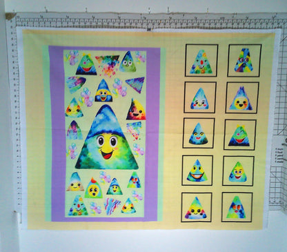Colorful Triangles Quilt Panel and Blocks,  Autism Awareness Quilt, Autism Fabric Book