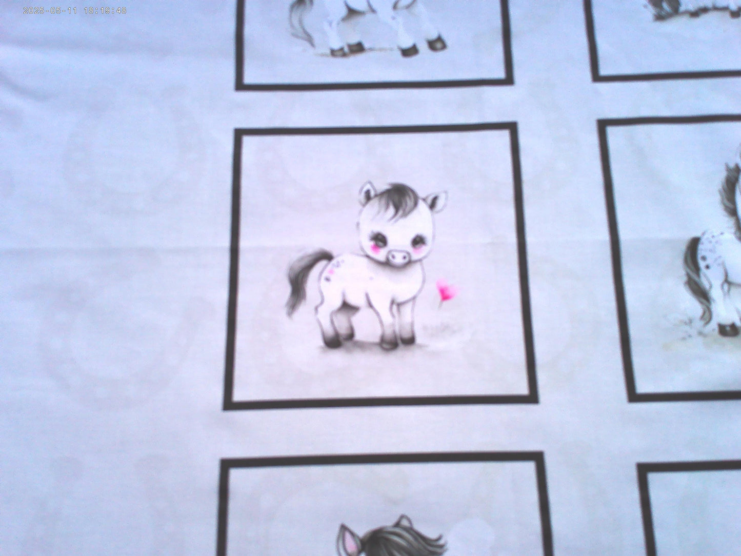 Pink Camo Baby Horse Quilt Panel and Block Combo, Cotton Fabric, Baby Shower