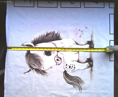 Pink Camo Baby Horse Quilt Panel and Block Combo, Cotton Fabric, Baby Shower