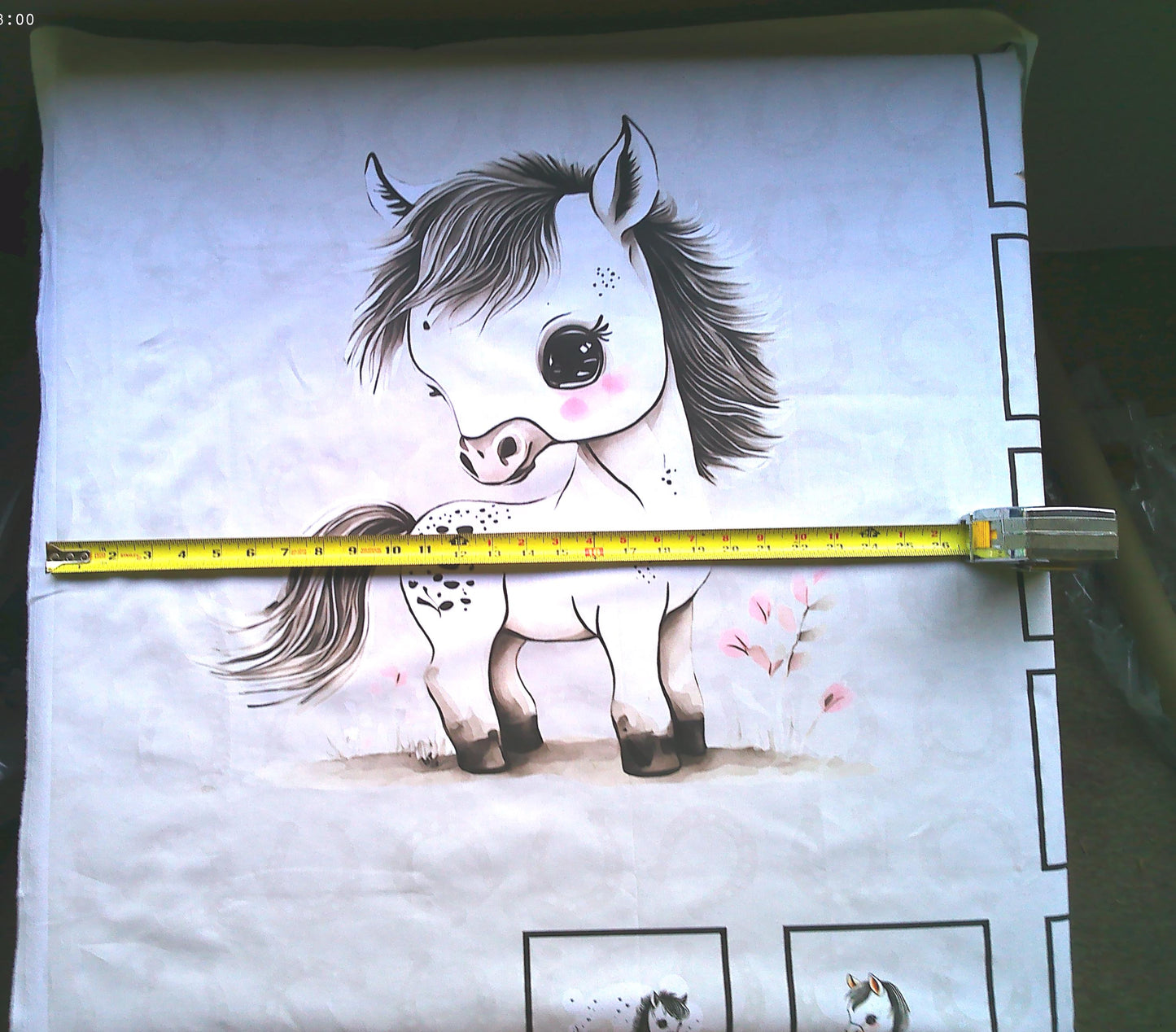 Pink Camo Baby Horse Quilt Panel and Block Combo, Cotton Fabric, Baby Shower