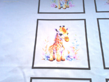 Baby Giraffe Quilt Panel & Blocks,  Easy Quilt, Nursery Wall Art, Soft Fabric Book, Quality Quilt Cotton, Giraffe Room Ensemble
