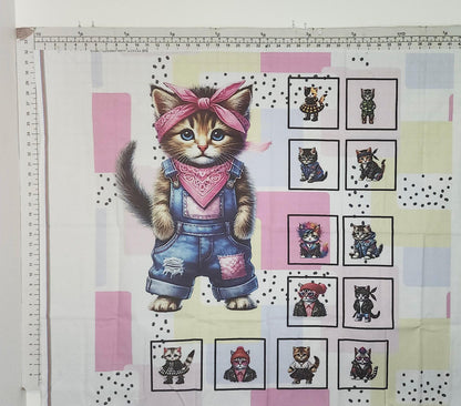 Kitten Quilt Panel & Blocks, Fashion Show, Cat Fashion. Show