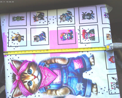 Kitten Quilt Panel & Blocks, Fashion Show, Cat Fashion. Show