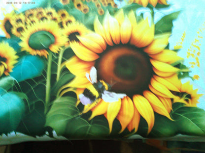 Sunflower & Bees Quilt Panel, Cotton DIY Fabric Blocks, Sunflower Quilt