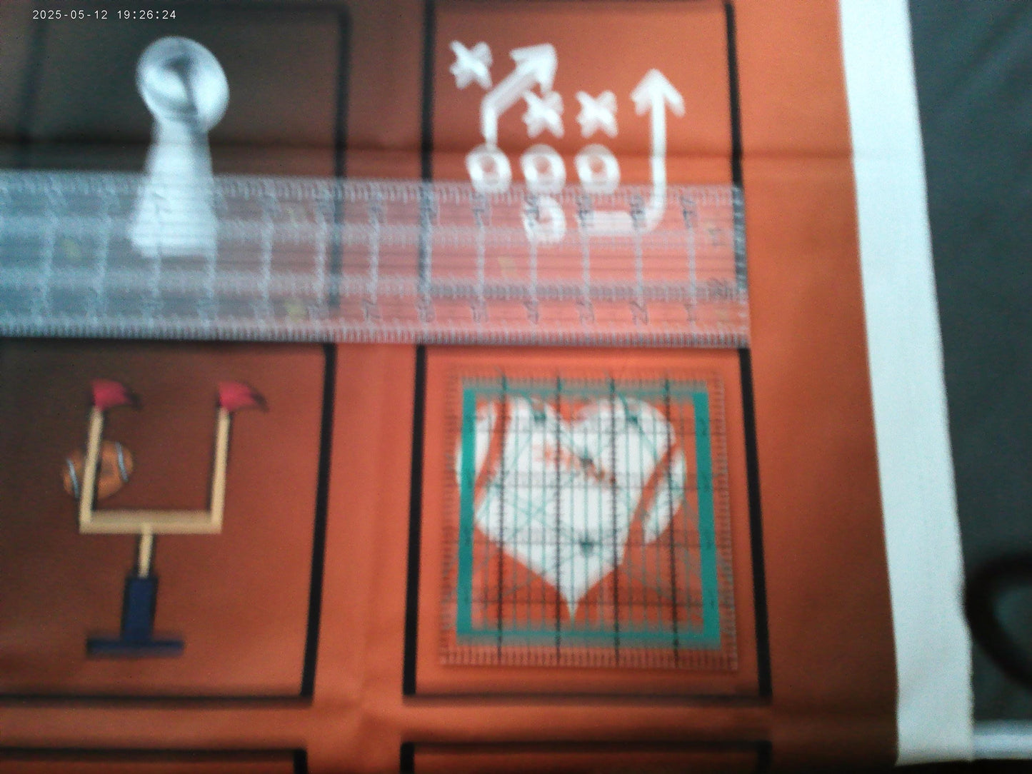 Football Quilt Panel & Blocks: Cotton Fabric - DIY Quilt Project, Orange and Black Football