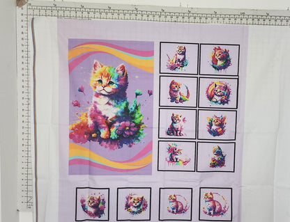 Rainbow Kittens Quilt Panel and Block Combo