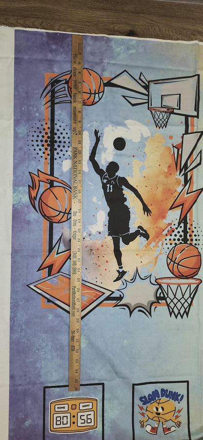 Basketball Quilt Panel & Blocks, Quality Quilt Cotton Fabric, 3 Color Basketball Fabric, Boys Room Wall Art, Quilt For Men