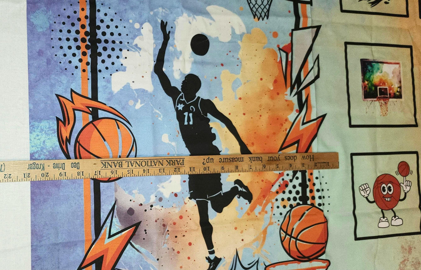 Basketball Quilt Panel & Blocks, Quality Quilt Cotton Fabric, 3 Color Basketball Fabric, Boys Room Wall Art, Quilt For Men