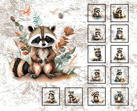 Raccoon Quilt Panel with Blocks: Easy Baby Quilt Project, Childs Soft Book, Childs Room Ensemble
