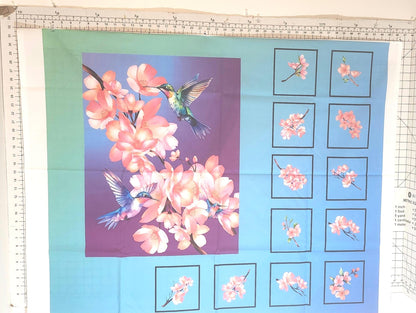 Cherry Blossom Quilt Panel & Blocks: DIY Cotton Fabric