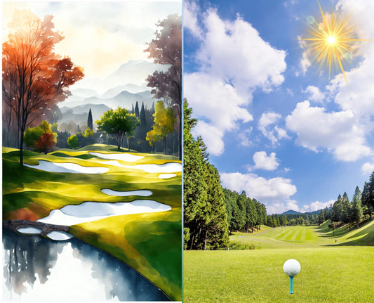 Golf Course Fabric Panels: Quilt Cotton, 2 Panels per Full Piece