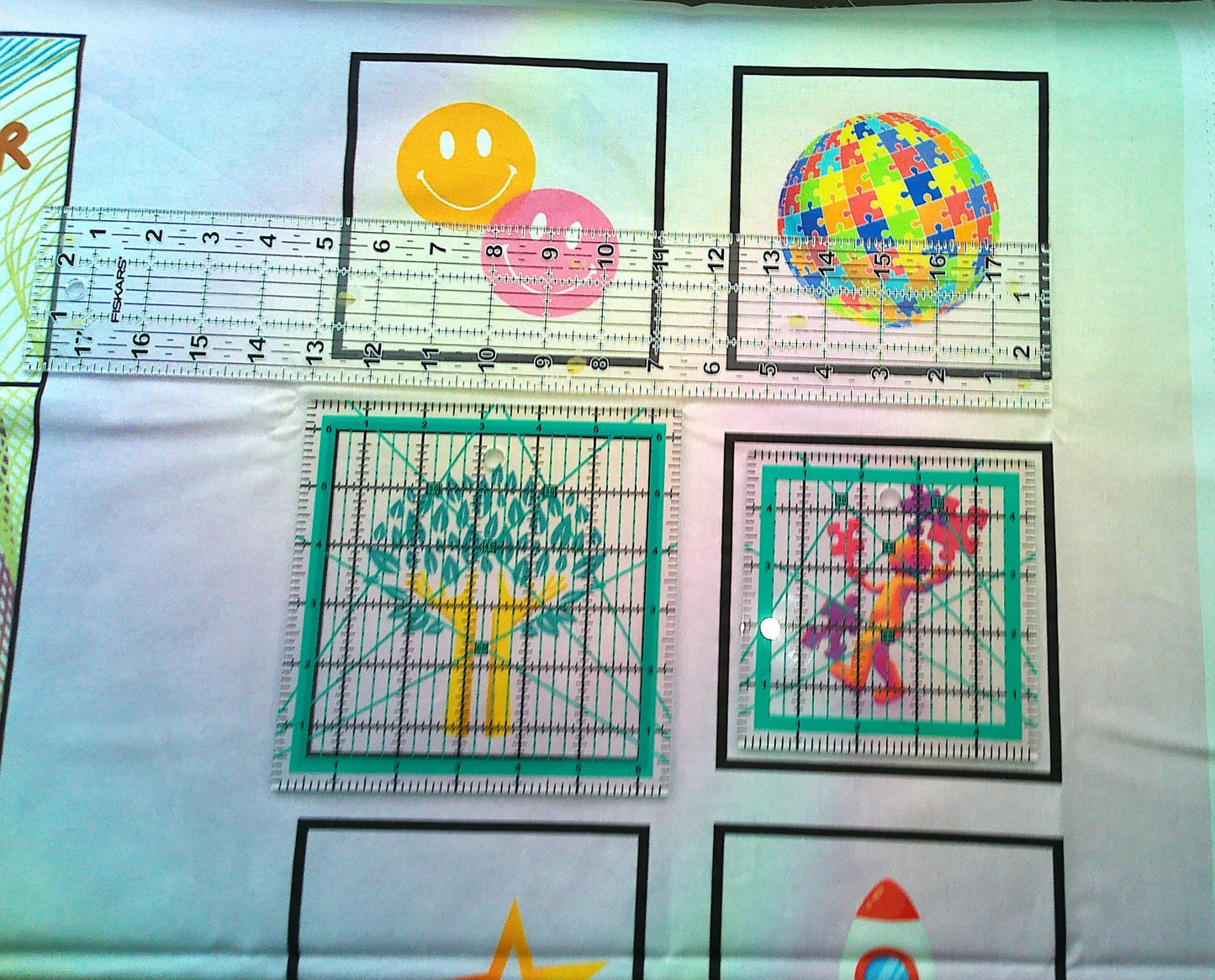 Motivational Quilt Panel, Cotton Puzzle Blocks, Rainbow Fabric