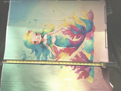 Mermaid Quilt Panel and Blocks, Cotton Fabric 34" x 42"