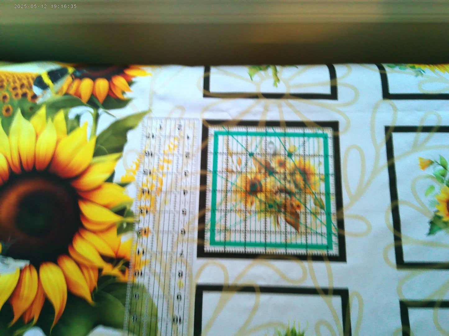 Sunflower & Bees Quilt Panel, Cotton DIY Fabric Blocks, Sunflower Quilt