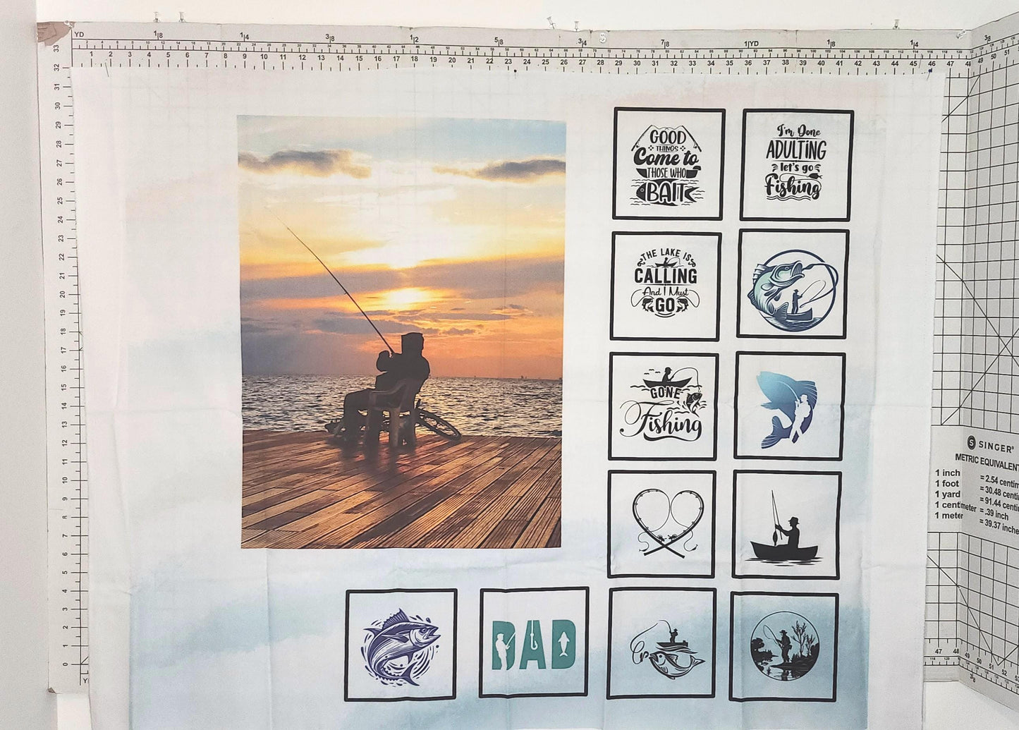 Fishing Quilt Panel & Blocks, Quilt for Dad