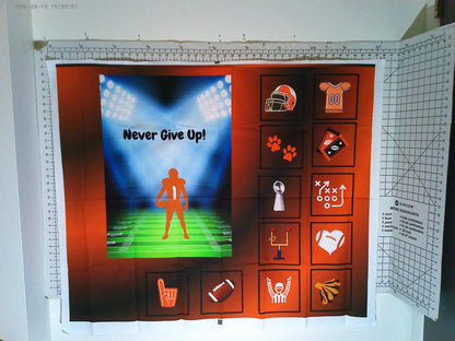 Football Quilt Panel & Blocks: Cotton Fabric - DIY Quilt Project, Orange and Black Football