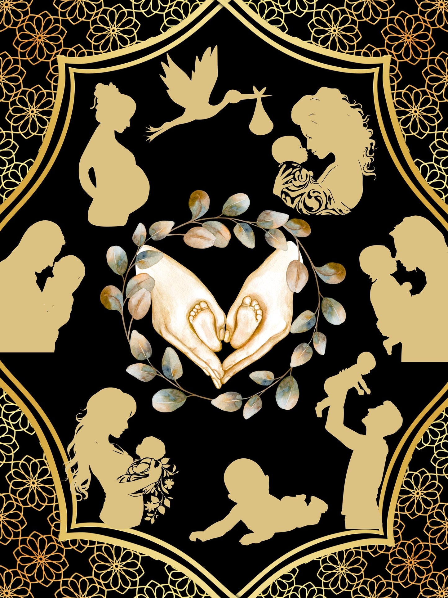 New Baby Quilt Fabric Panel:  New Family Design