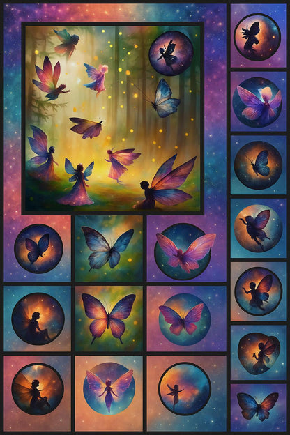 Fairy Meadow Quilt Panel and Blocks, Easy Quilt Blocks, Fairy Quilt, Fairy Blocks