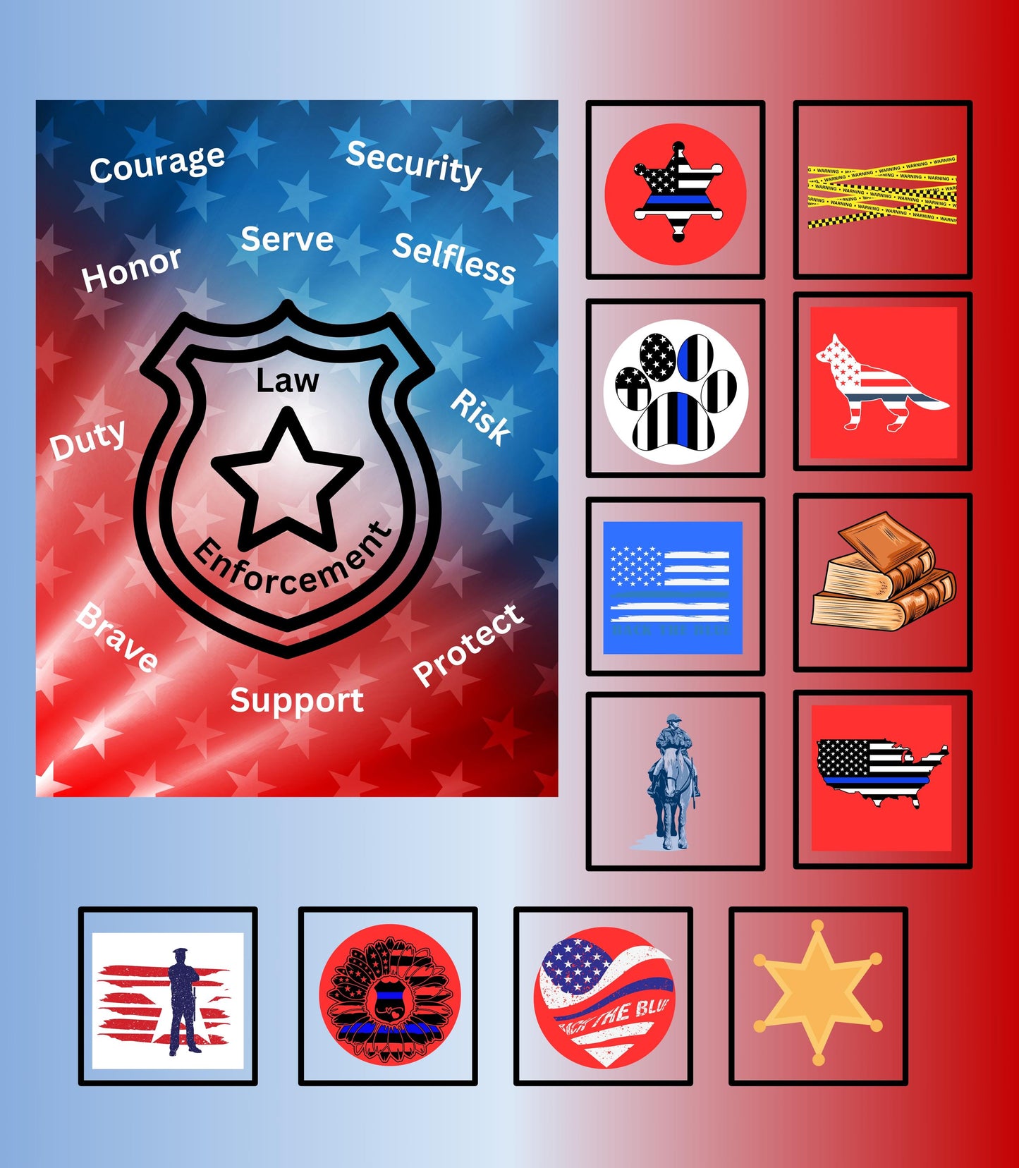 Law Enforcement Quilt Panel: Hero Design, Law Enforcement Quilt Blocks