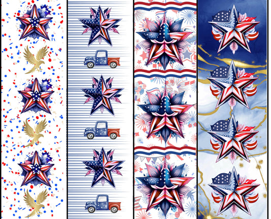 Patriotic Star Quilt Vertical Stripes,  Stars & Stripes Border - 44"x36"