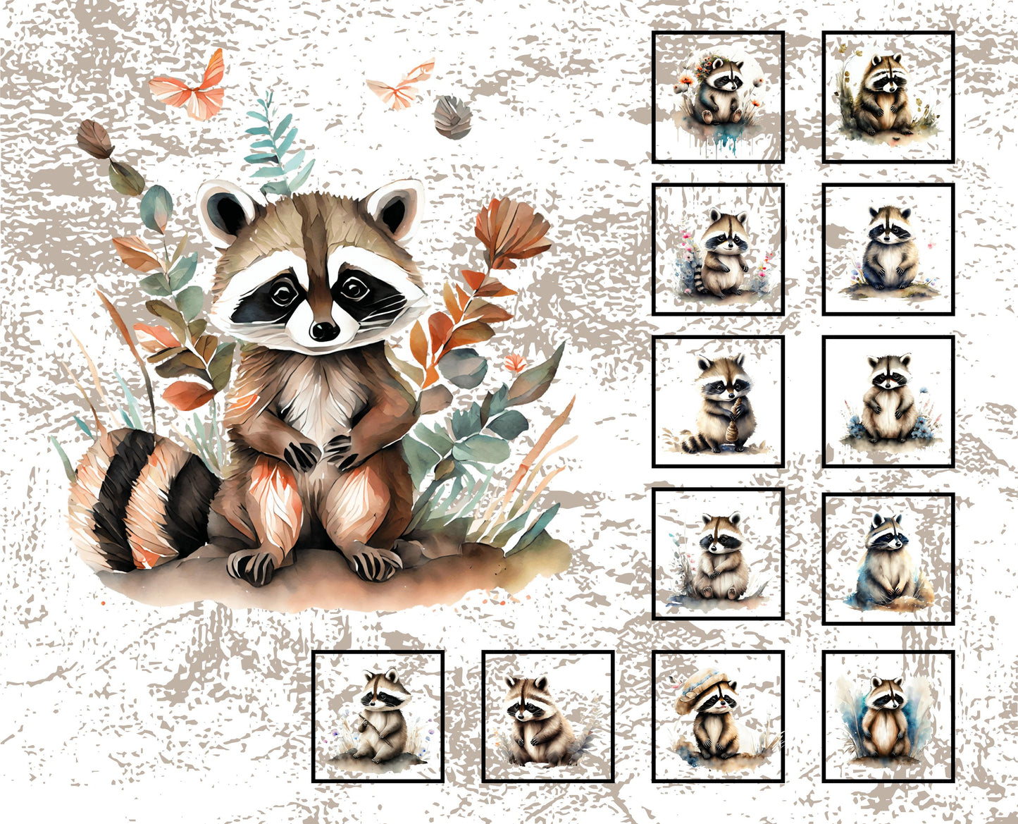 Raccoon Quilt Panel with Blocks: Easy Baby Quilt Project, Childs Soft Book, Childs Room Ensemble