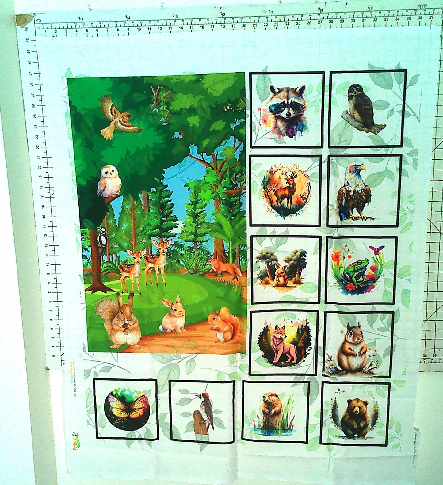 Forest Friends Quilt Panel and Block Combo, Nursery Fabric, Childs Room Ensemble, Forest Animals Quilt