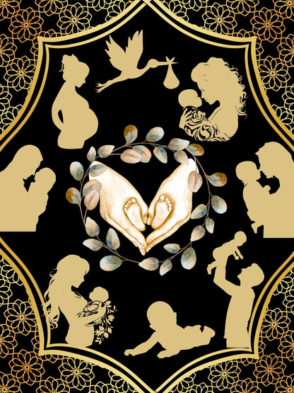 New Baby Quilt Fabric Panel:  New Family Design