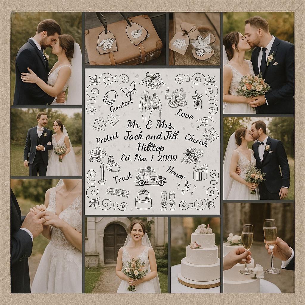 Personalized Wedding Quilt Panel: Mr. & Mrs. Cotton Fabric, Multi-Gender