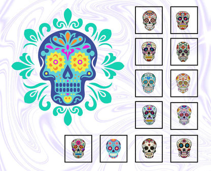 Sugar Skull Quilt Panel and Blocks, Cotton Quilt Fabric, Day of the Dead Quilt, Quilt In A Day, Skullduggery Quilt, Calaveras Quilt