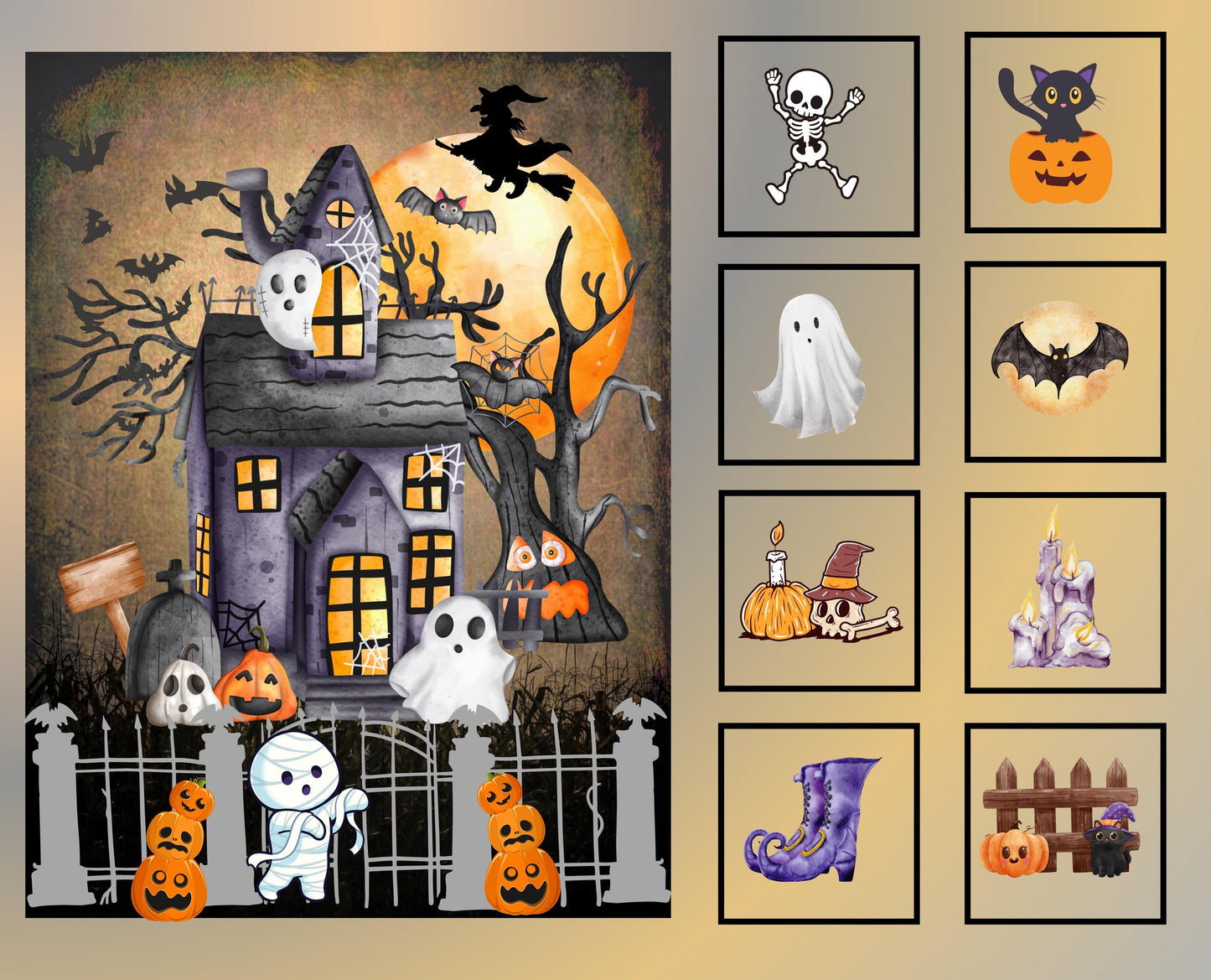 Halloween Quilt Panel: Ghost and Mummy Fabric Blocks, Easy Quilt Project