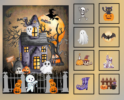 Halloween Quilt Panel: Ghost and Mummy Fabric Blocks, Easy Quilt Project