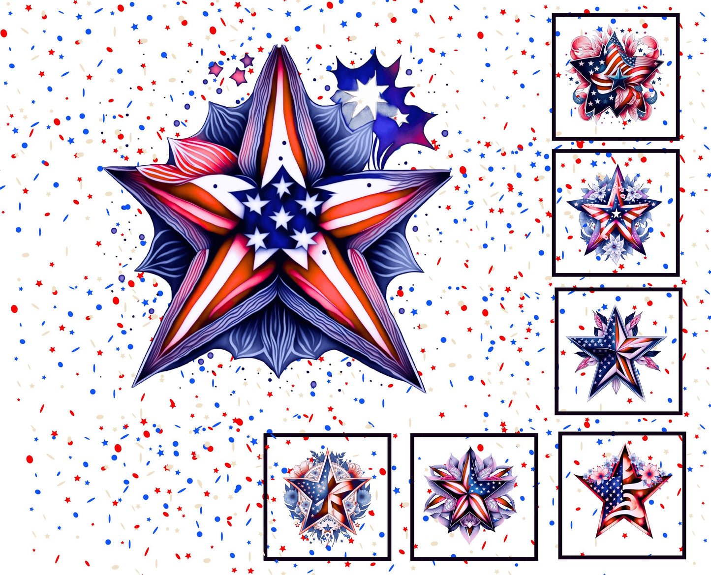 Patriotic Stars of Glory Quilt Panel & Blocks: Red and Blue Cotton Fabric