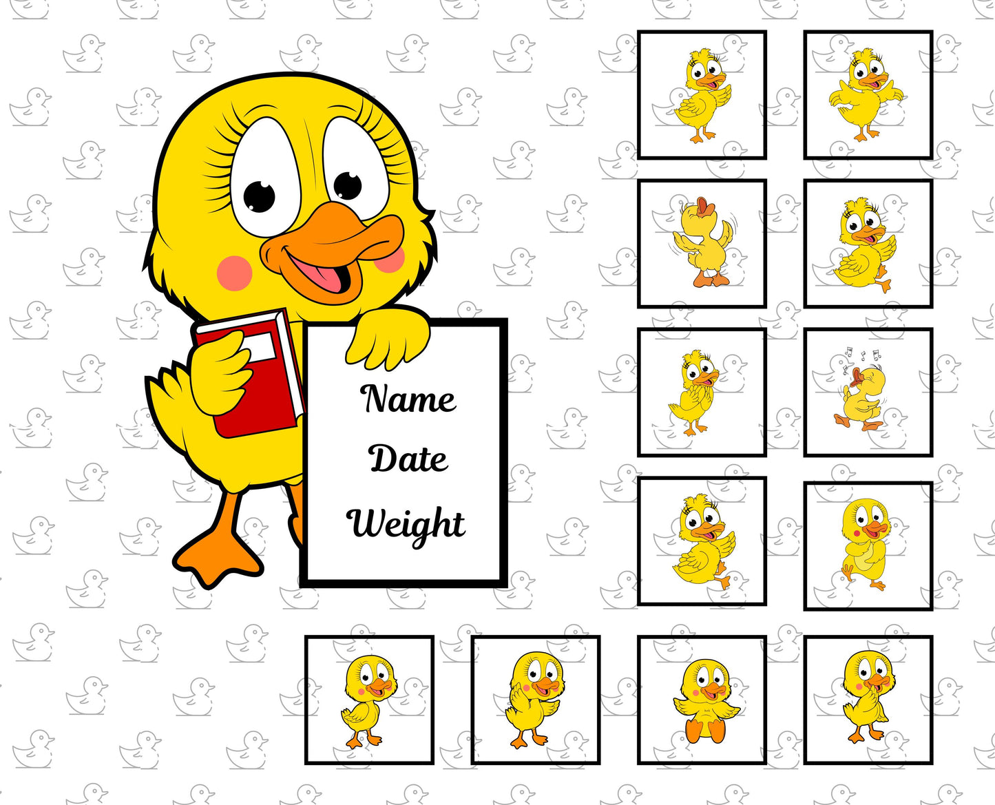 Duckie Quilt Panel and Blocks, Personalizable Ducky Quilt, Yellow Rubber Ducky, Quilt Medallion, Baby Shower, New Baby Quilt