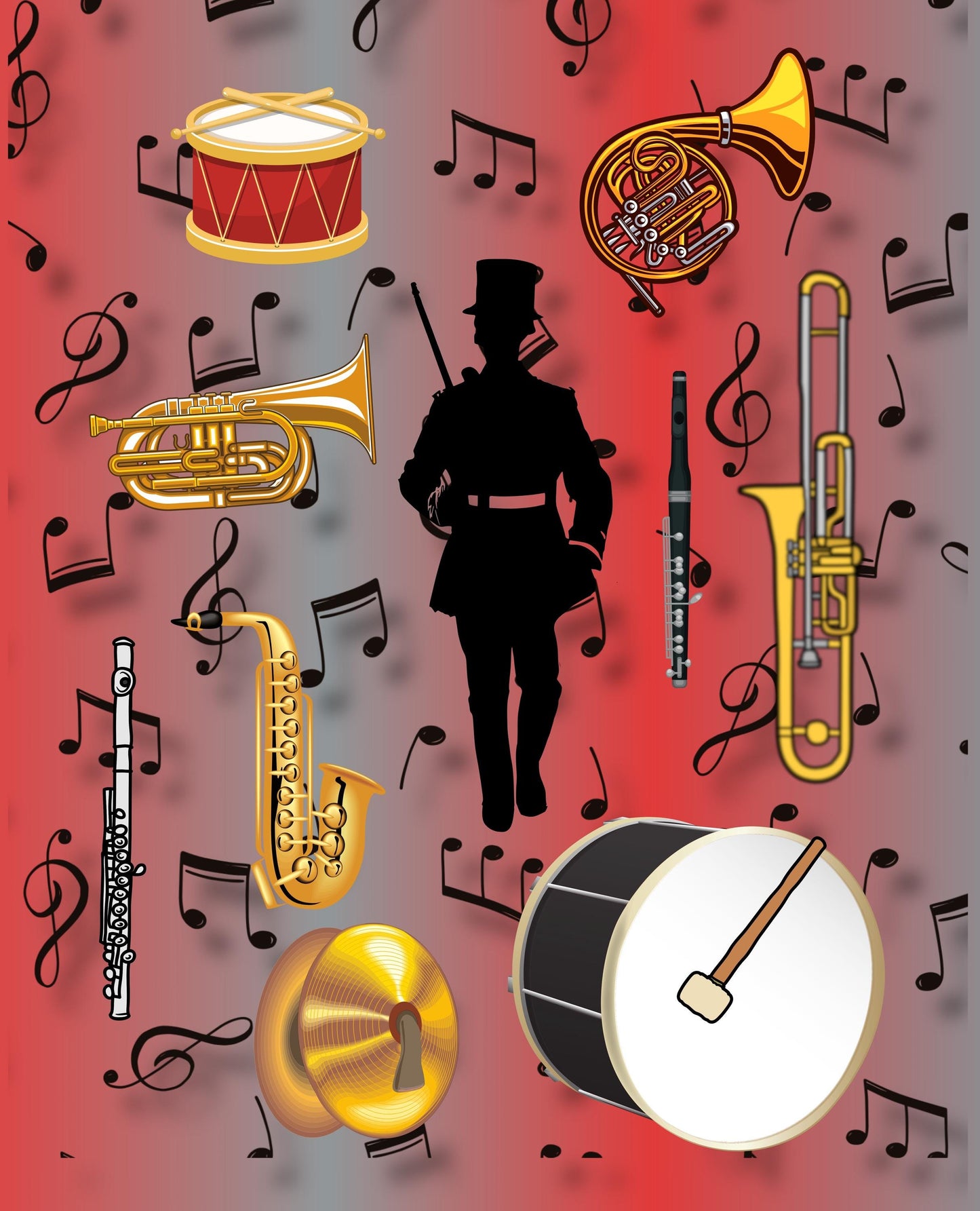 Marching Band Quilt Panel: Custom School Colors, Drum Major Design, Band Quilt Panel