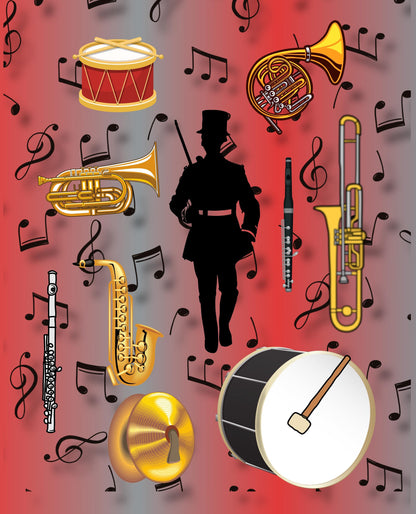 Marching Band Quilt Panel: Custom School Colors, Drum Major Design, Band Quilt Panel